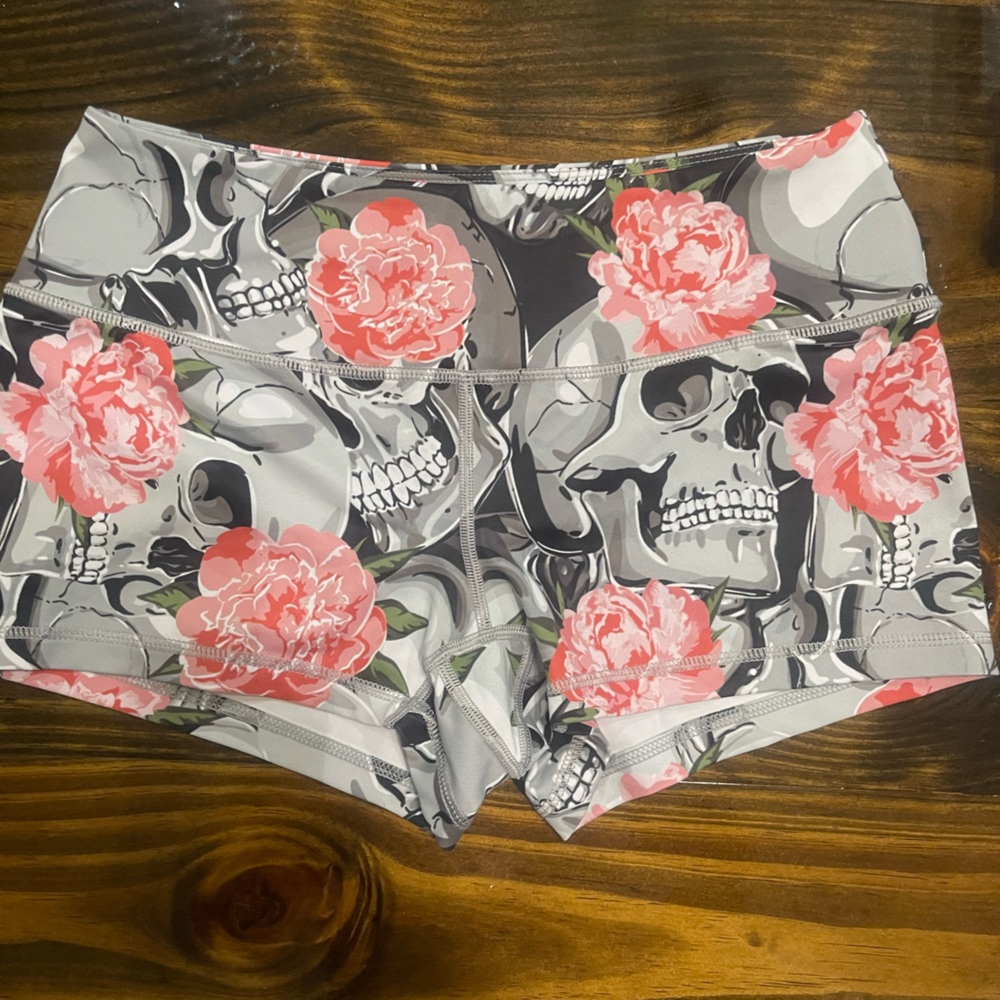 Feed Me Fight Me skulls and roses shorts